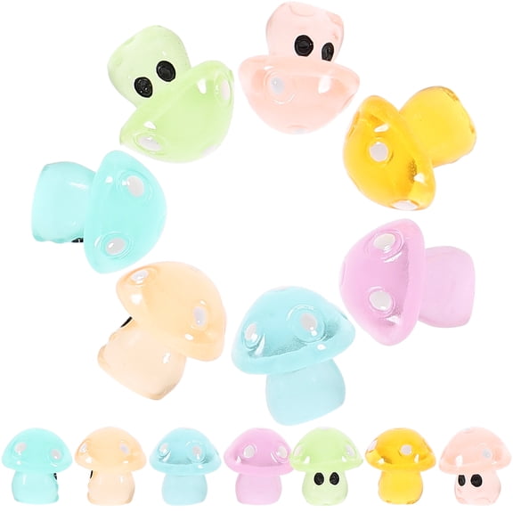 Raindrops Simulation Miniature Mushroom Decor Resin 14Pcs 0.6X0.4X0.4In