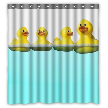 GCKG Funny and Cute Tiled Yellow Rubber Ducky Bathroom Shower Curtain, Shower Rings Included 100% Polyester Waterproof Shower Curtain 66x72