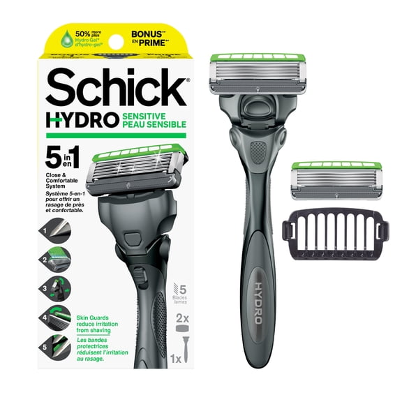 Rasoir pour hommes Schick Hydro pour peau sensible avec un sabot de rasoir en prime