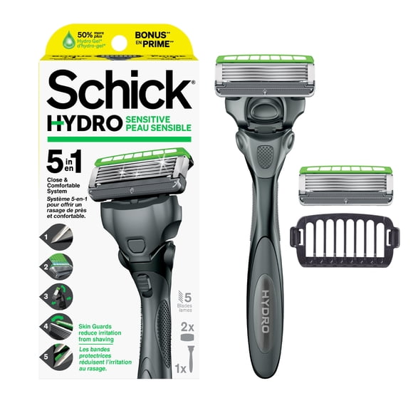 Rasoir pour hommes Schick Hydro pour peau sensible avec un sabot de rasoir en prime