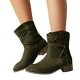 thumbnail image 6 of Viluyesy Womens Mid Calf Boots, Chunky Heels Round Toe Trendy Tassel Fall Winter Western Suede Boots Green, 6 of 7
