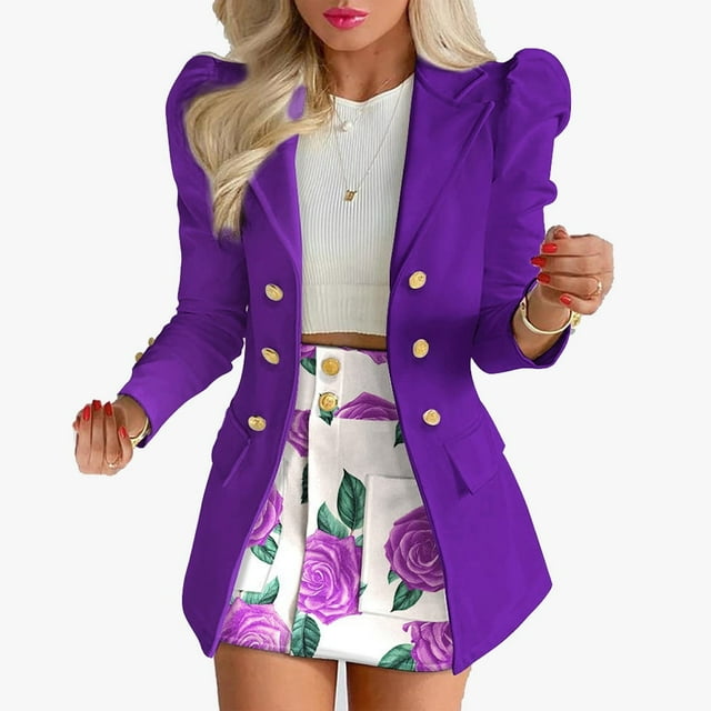 X 3PCS Woman Suit Jacket Casual Pocketed Office Blazers Draped Open Front Cardigans Jacket Work Suit