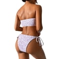 thumbnail image 3 of hirigin Women's Summer Bikini 2Pcs Set Flower Print Strapless Tie-Up Bra + Low Waist Thong Beach Swimsuit Clothes, 3 of 9