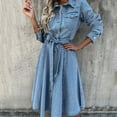 thumbnail image 5 of Fulijie Women's 2021 Fashion Summer Short Sleeve Slim Denim Midi Dress Blue, 5 of 9