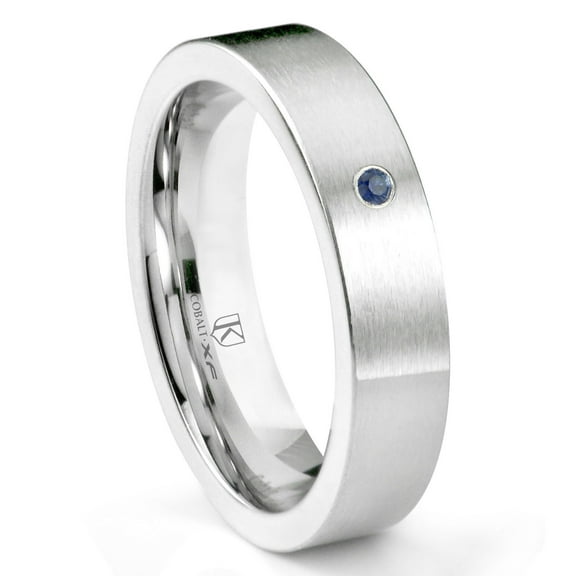 Titanium Kay Cobalt Xf Chrome 6MM Solitaire Sapphire Brushed Pipe Cut Comfort Fit Wedding Band Ring Sz 10.0