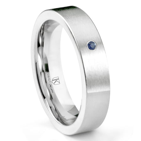 Titanium Kay Cobalt Xf Chrome 6MM Solitaire Sapphire Brushed Pipe Cut Comfort Fit Wedding Band Ring Sz 10.0