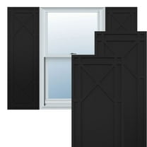 Ekena Millwork 18"W x 41"H True Fit PVC Bungalow Fixed Mount Shutters, Black (Per Pair - Hardware Not Included)