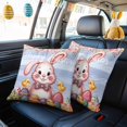 thumbnail image 4 of Easter Decorative Throw Pillow Covers 18x18 Inch Set of 2 Happy Easter Bunny Home Decor Pillow Cases for Couch, Colorful Egg Floral Wood Grain Cushion Case for Living Room Bedroom Bed Car Chair, 4 of 9