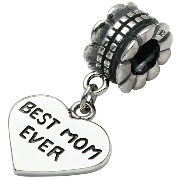 ALOV Jewelry Mothers Day Gifts Sterling Silver Best MOM Ever Dangle Charm Bead