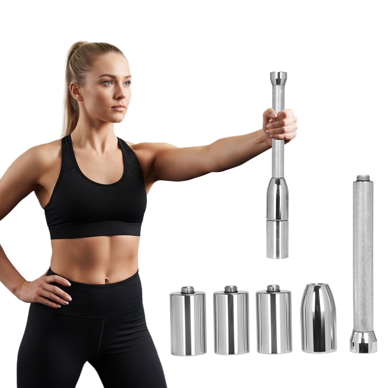 Btidfty Solid Pure Steel Barbell Multi-purpose Strength Training Macebell Clubbell Wear Resist for Exercise Grips & Forearms Workouts