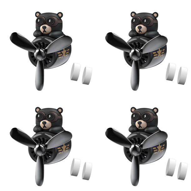 Ambientador silicona para coche - Aromaterapia modelado piloto oso dibujos animados (A)