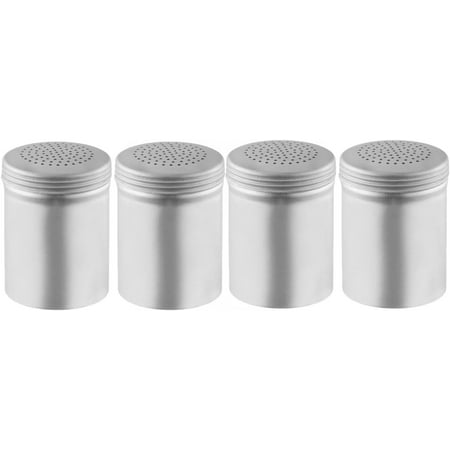 Soro Essentials- Set of 4 Aluminum 10 oz. Salt and Pepper Dredge Shakers- Seasonings Spice Shakers with Holes Spice Dispenser for Cooking Baking Dredge for Spice Sugar Seasoning Cinnamon
