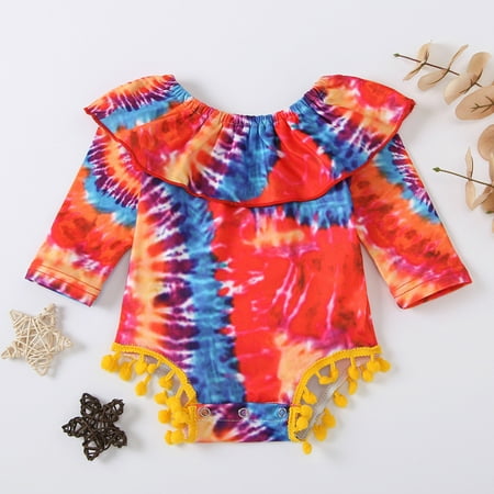 

Leutsin Newborn Baby Girl Clothes Newborn Infant Baby Girls Solid Clothes Fly Sleeve Bodysuit Suspender Romper