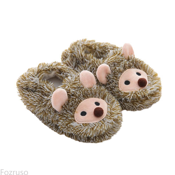 Fozruso Girls Slippers Winter Warm Fuzzy Shoes Cute Hedgehog Design Indoor Outdoor Comfortable Kids Soft For Toddler And Little Girls,Winter Lined Slippers Sizes 10.5 Little Kid(4.5-5 Years)