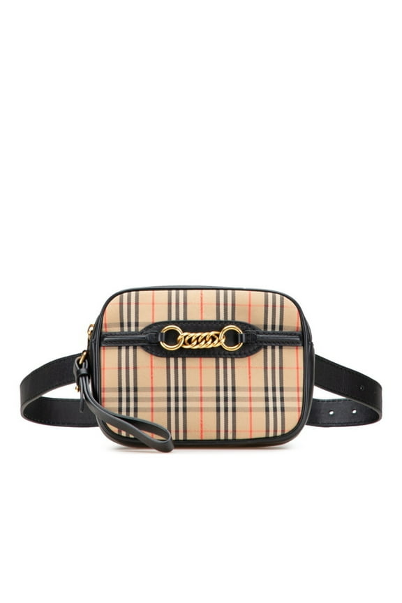 Pre-Owned Burberry Nova Check Waist Bag/Body Bag in Beige and Black Canvas Leather for Women