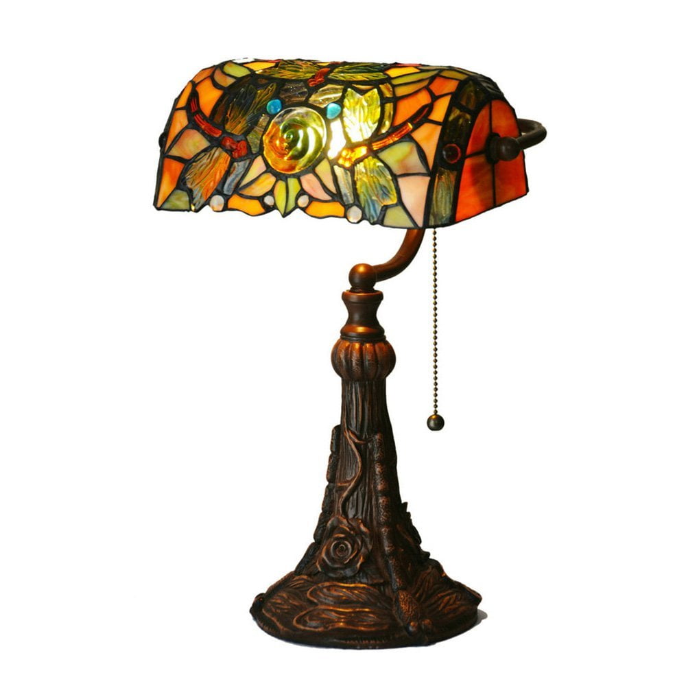 Bieye L10308 10inches Dragonfly Tiffany Style Stained Glass Banker