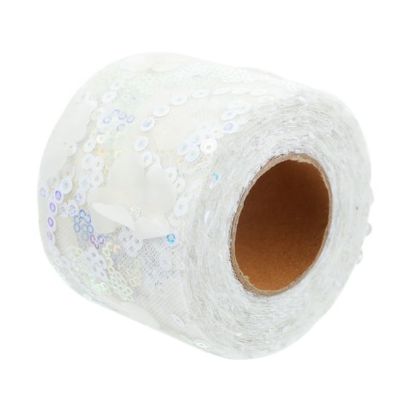 1 Roll Floral Voile Ribbon Bowknot DIY Embroidered Sequin Webbing Ribbon