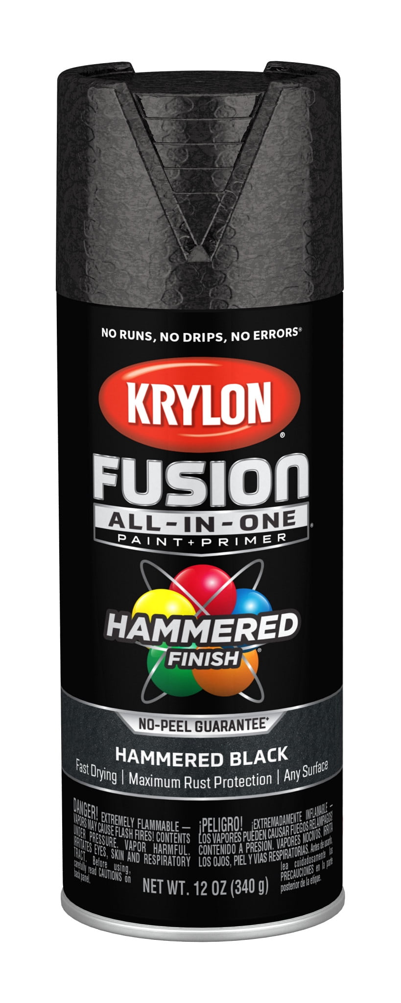 Krylon Fusion All-In-One Spray Paint Hammered, Black, 12 oz.