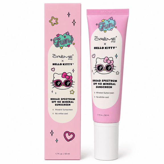 The Crème Shop x Hello Kitty Fun! Broad Spectrum SPF 40 Mineral Sunscreen, Zinc Oxide Sunscreen, 1.7 fl oz