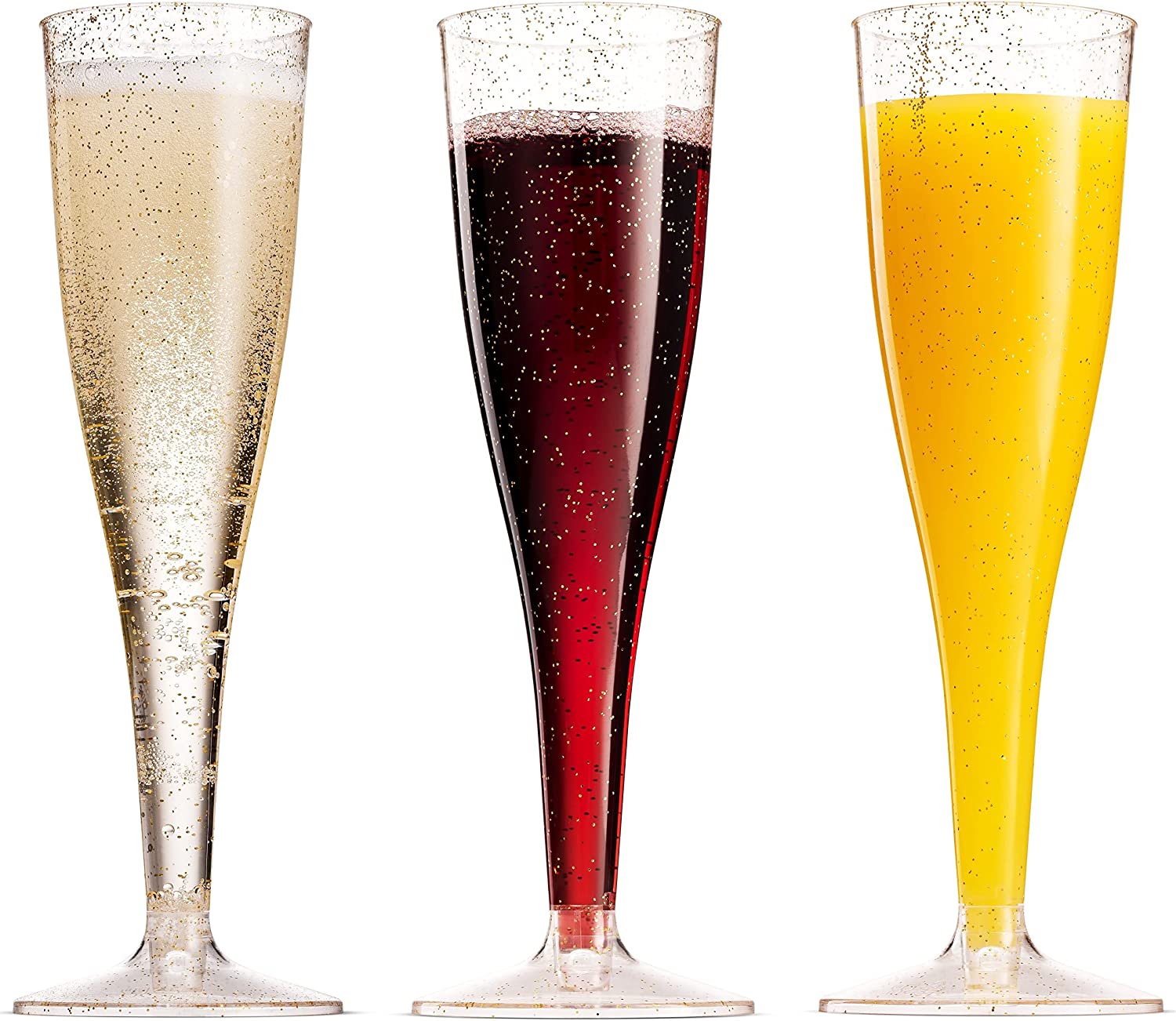 100 Plastic Champagne Flutes - 5 Oz Disposable Clear Champagne Glasses for Parties, Mimosa Bar, Events, Wedding and Shower Party Supplies - Toasting Cocktail Cups