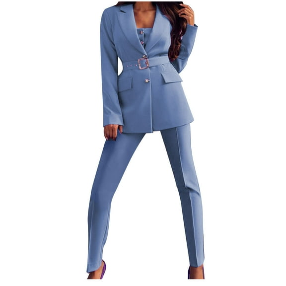 Womens Business Blazers Suits 2 Piece Sets Solid Casual Button Open Front Blazer and Pencil Pants Set Ladies Elegant Wedding Gest Outfit Work Office Formal Suits Set