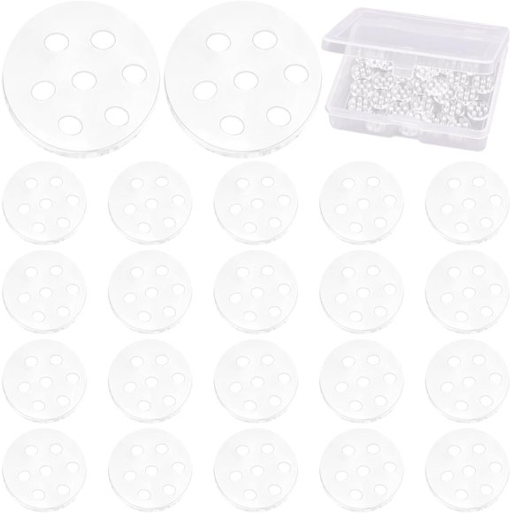 30pcs 8 mm Transparent Glass Screen Filters High Borosilicate Glass Screens Filters with 7 Honeycomb Holes with a Storage Box for Fireplace Pipes Blunts
