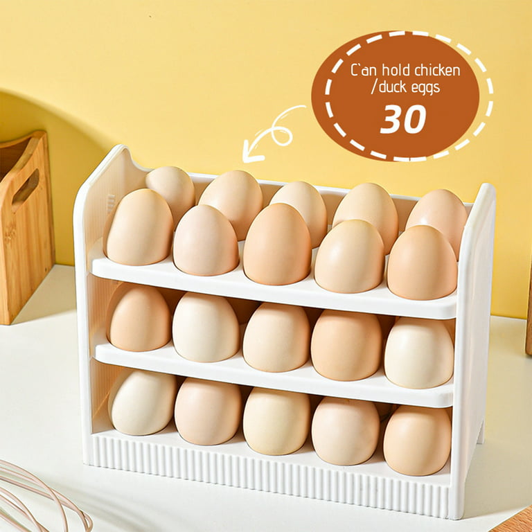 Pompotops Egg Holder for Refrigerator, Reversible Eggs Shelf