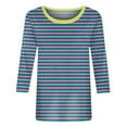 thumbnail image 5 of Dndkilg 3/4 Length Sleeve Shirts Women Elbow Crew Neck Fited T Shirts Petite Striped Slim Fit Cute Summer Tops and Blouses Plus Size, 5 of 5