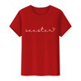 thumbnail image 4 of Prolriy Hauts d'Été pour Femmes 2025 T-Shirt Décontracté Imprimé Seester Manches Courtes Cadeau Amusant Pull d'Été Rouge m, 4 of 8