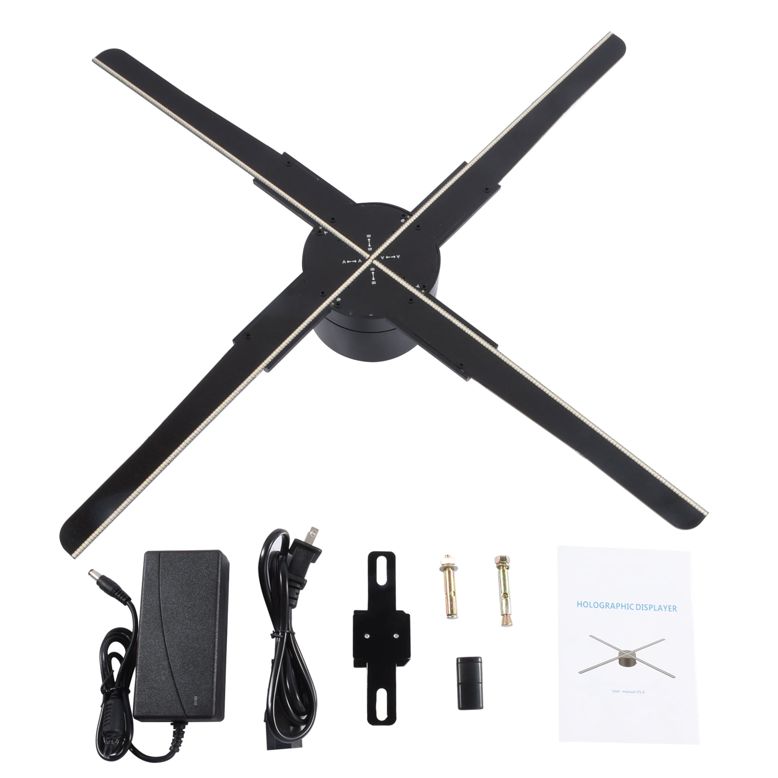 45cm 3D WiFi Hologram Projector LED Fan Holographic Advertising Machine Imaging Lamp Remote Hologram Player For Advertisements ,High-Definition Presentation