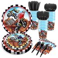 thumbnail image 3 of Platos y tazas de fiesta temática de motocicleta, vajilla de Motocross, vasos de fiesta de bicicleta de cross, decoraciones de fiesta de cumpleaños de motocicleta para niños, 3 of 4