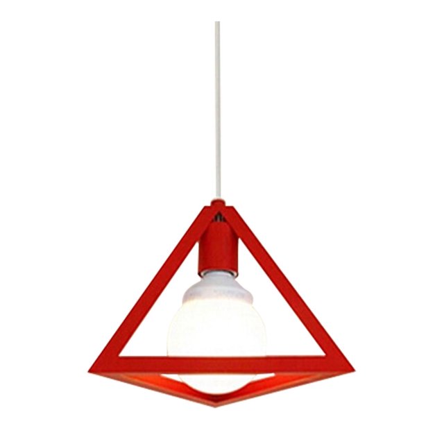 Lámpara de araña triangular Linaichen, estilo industrial vintage, lámpara colgante triangular roja, accesorio de techo