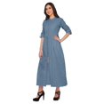 thumbnail image 3 of Moomaya Long Button Down Shirts For Women Front Slit A-Line Kurtis Summer Kurta, 3 of 5