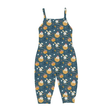 

Mikilon Toddler Kids Boys Girls Summer Easter Fashion Cute Flowers Print Suspenders Romper Jumpsuit Jumpsuit for Baby Girls 4-5 Years Blue 2023 Deal