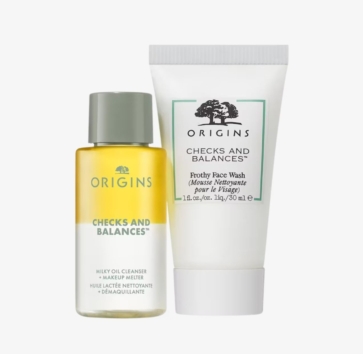 Origins Double Cleanse Checks and Balances Double Cleansing Duo - Milky Oil Cleanser and Face Wash - Travel Size