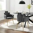 thumbnail image 2 of Side Dining Chair, Set of 2, Gold Gray Grey, Velvet, Modern Contemporary, Mid Century Kitchen Room Cafe Bistro Restaurant Hospitality, 2 of 9