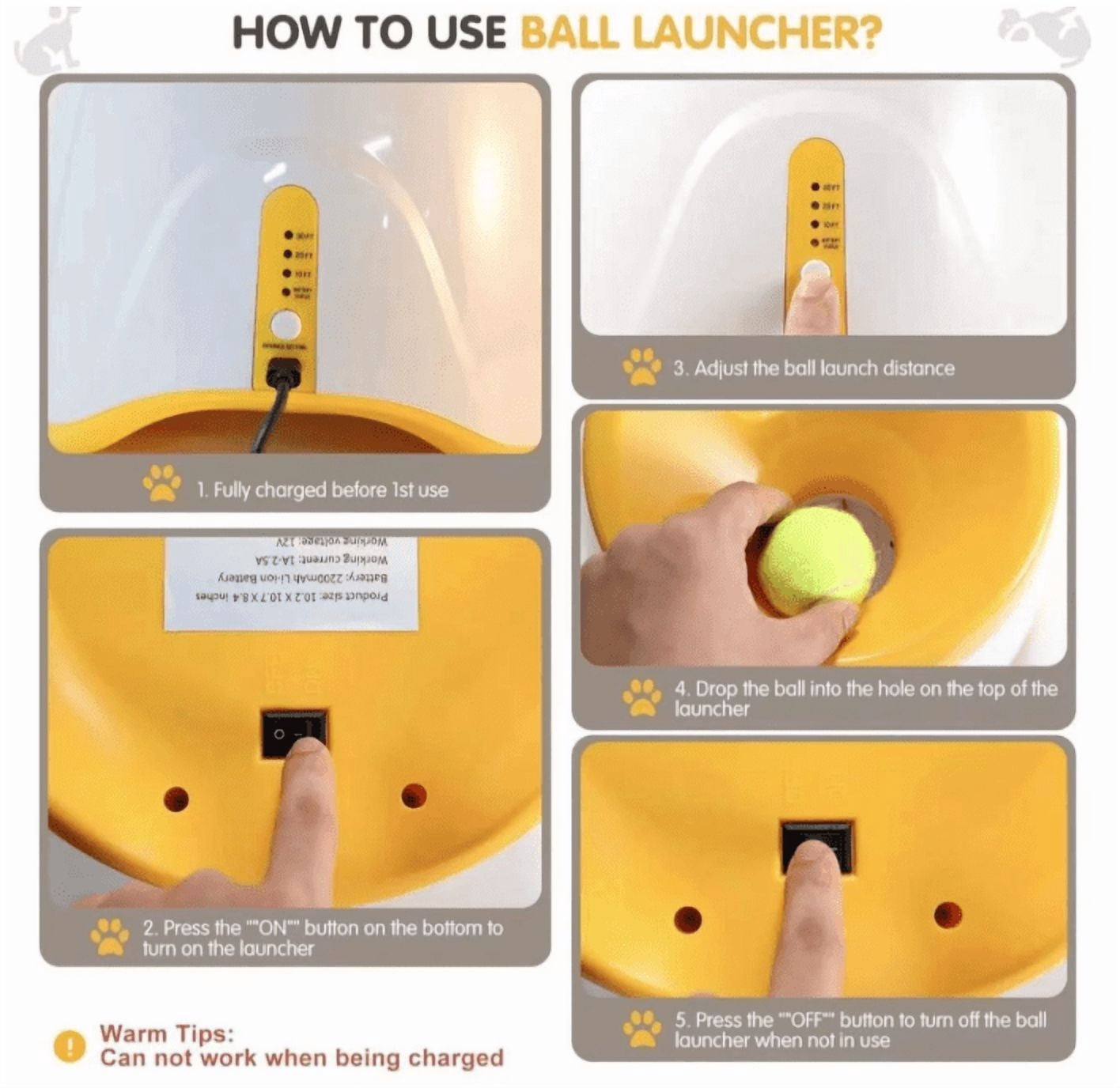 Automatic Dog Ball Launcher with 3 Distance Settings, Includes 3 Mini Tennis Balls(2lnches), Interactive Indoor Outdoor Dog Toy, ultiple Color Options, Green