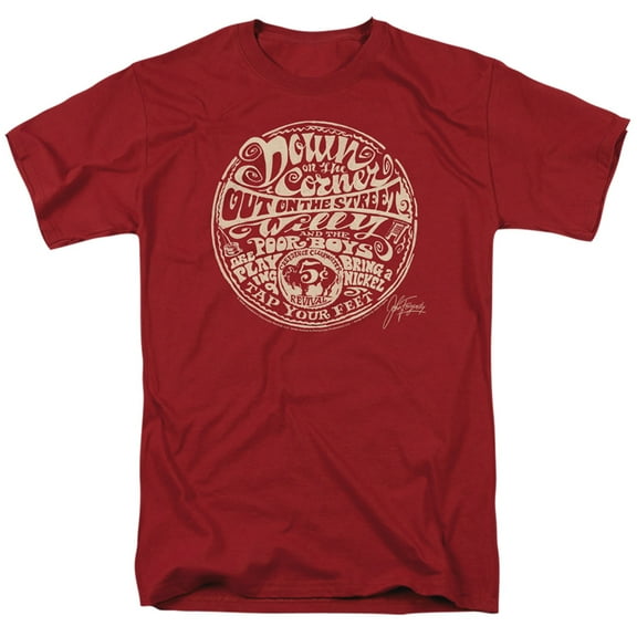 Creedence Clearwater Revival Down On The Corner Adult 18/1 T-Shirt Cardinal
