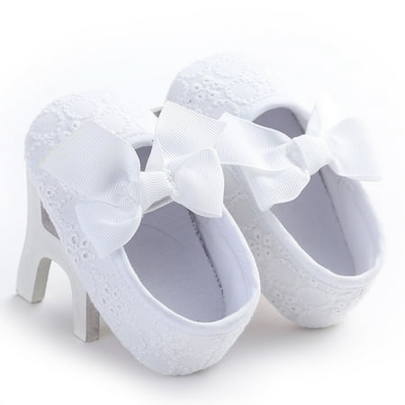

Fullvigor Baby Shoes Soft Sole Bow Crib Shoes Floral Slip-On Shoes