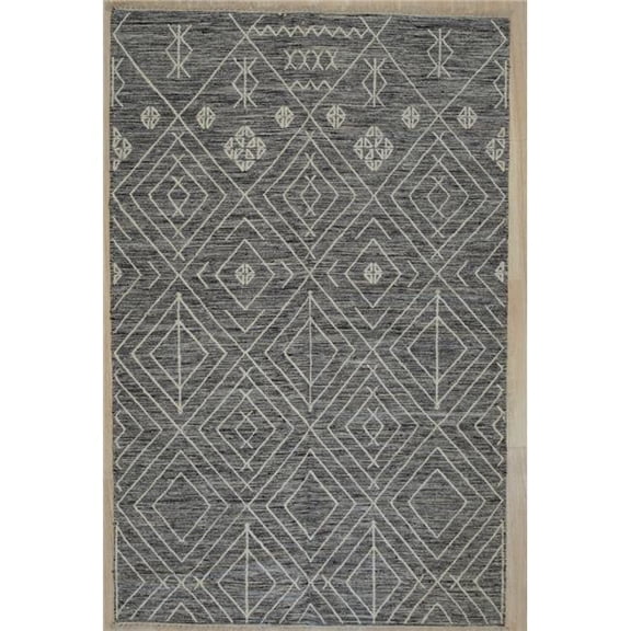 EORC  5 x 8 ft. Punja Killim Contemporary Area Rug - Charcoal