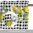 thumbnail image 6 of Summer Lemon Valance Curtain Leaf Yellow Fruit Botanical Black White Plaid Window Valances Rod Pocket Short Curtains Window Treatments for Kitchen Bedroom Bathroom Laundry 60" x 18", 6 of 9