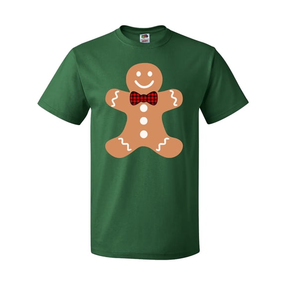 Inktastic Cute Gingerbread Man with Red Plaid Bowtie T-Shirt