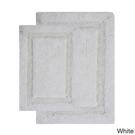 Saffron Fabs  Cotton Regency Bath Rug (Set of 2) White 34 x 21 & 36 x 24