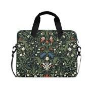 FORMRS 16" Laptop Bag Carrying Sleeve Case with Handle Travel Shoulder Briefcase, Green Flowers Pattern