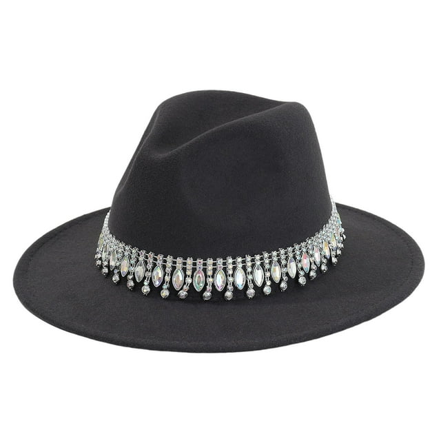 GPOECD Stylish Western Cowboy Hat with Rhinestone Embellishments for Country Dance Parties and Events Grey,One Size