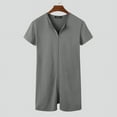thumbnail image 3 of INCERUN Men's Short Sleeve Fit Leotard Comfortable Zipper Home Unitard Jumpsuit, 3 of 4