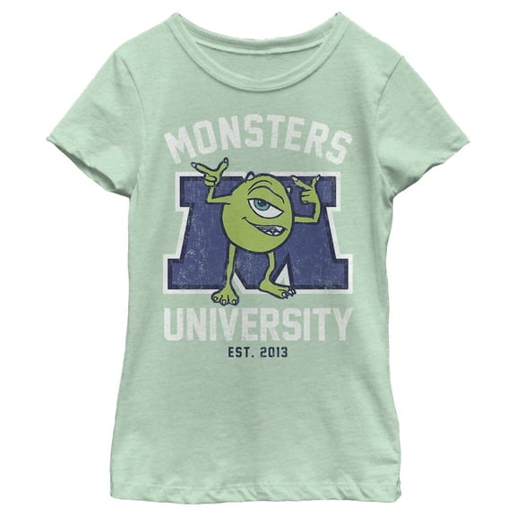 Girl's Monsters Inc Cartoon Mike  Graphic Tee Mint Large