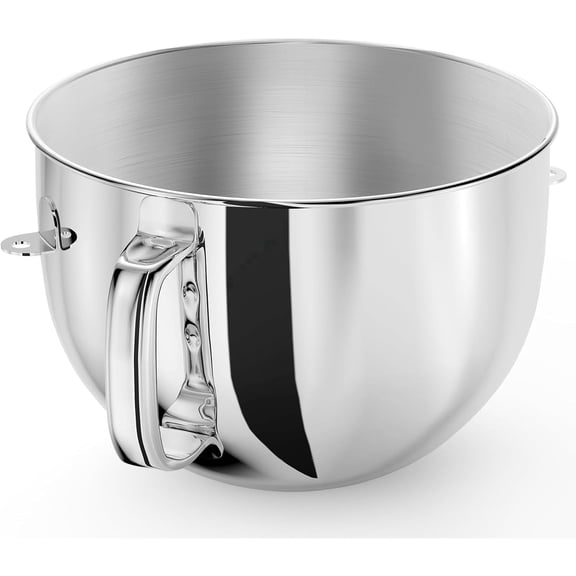 5-6 Qt Stainless Steel Mixing Bowl with Handle Compatible with KitchenAid Bowl-Lift Stand Mixers, Dishwasher Safe