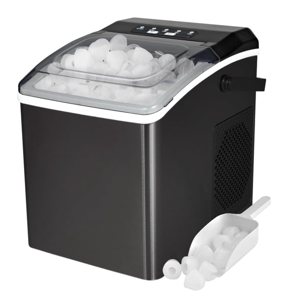 Máquina de hielo Koolatron, encimera portátil, 12 kg/día, acero negro