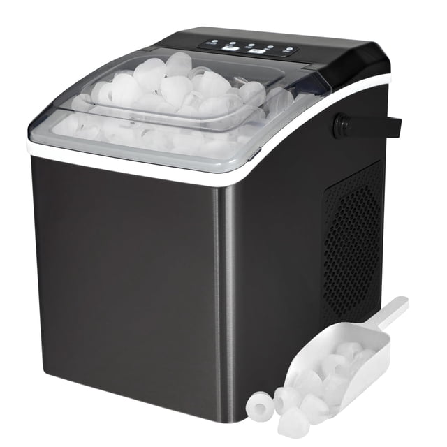 Máquina de hielo Koolatron, encimera portátil, 12 kg/día, acero negro